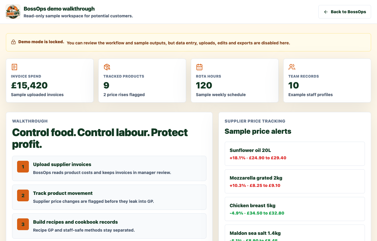BossOps demo dashboard